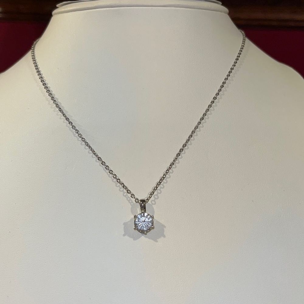 Mestige Silvertone Pendant Necklace Swarovski Stone